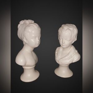 Vintage Napcoware Boy & Girl Busts Import-Japan,Classic White Statues Figurines